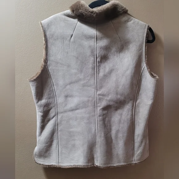 GUC VTG Pendleton Genuine Shearling Lamb Leather Vest Size Large Tan - Picture 2 of 13